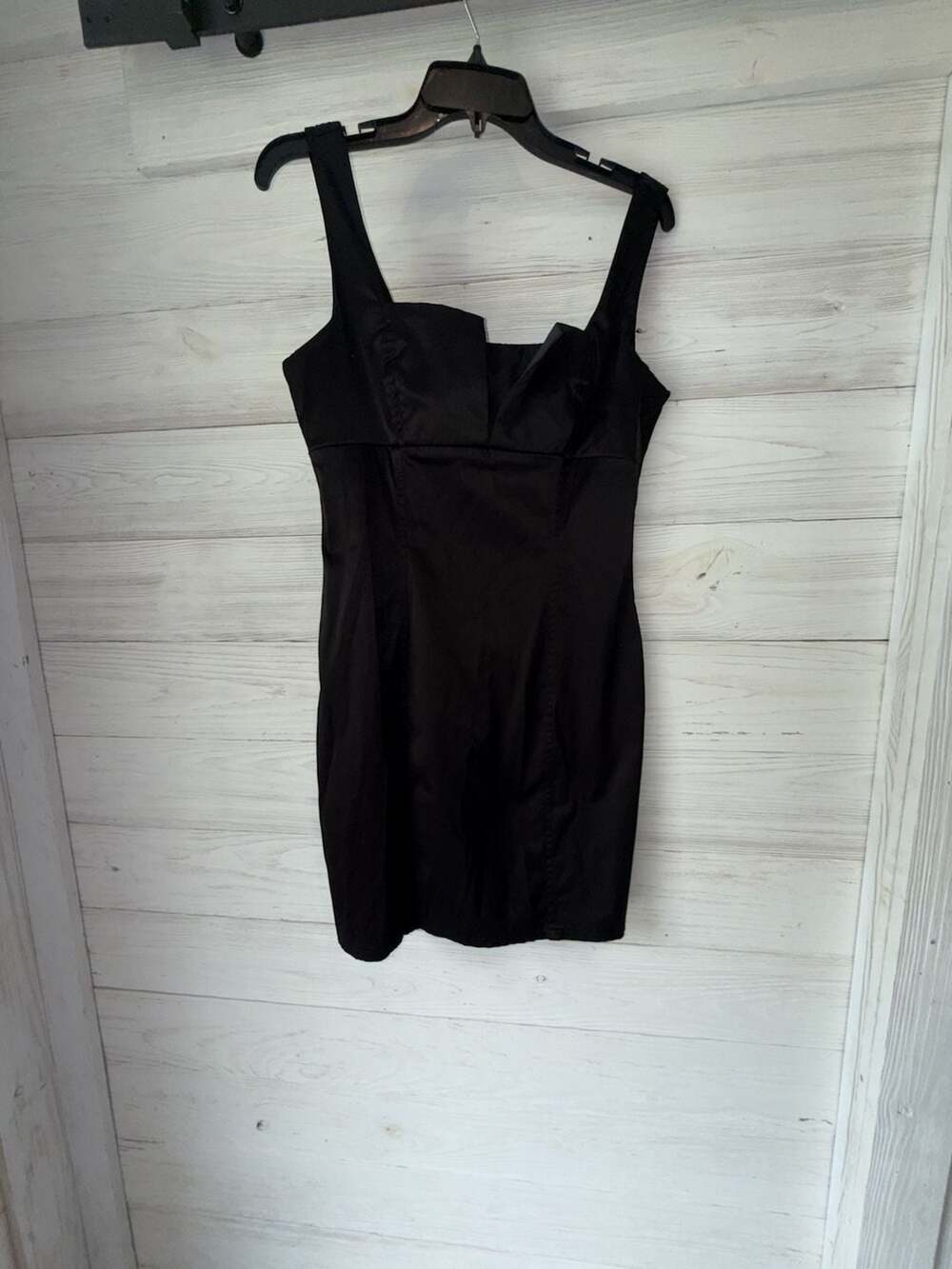 Pompous Girly Women's Black Satin Bodycon Mini Dress